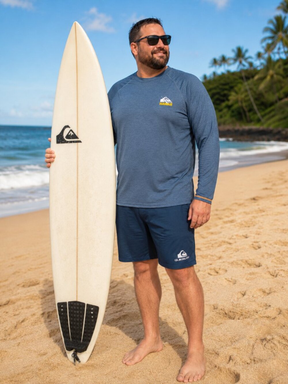 NWT Quiksilver Petroglyph UPF 50 Long Sleeve Indigo Heather Mens Rashguard 3XL
